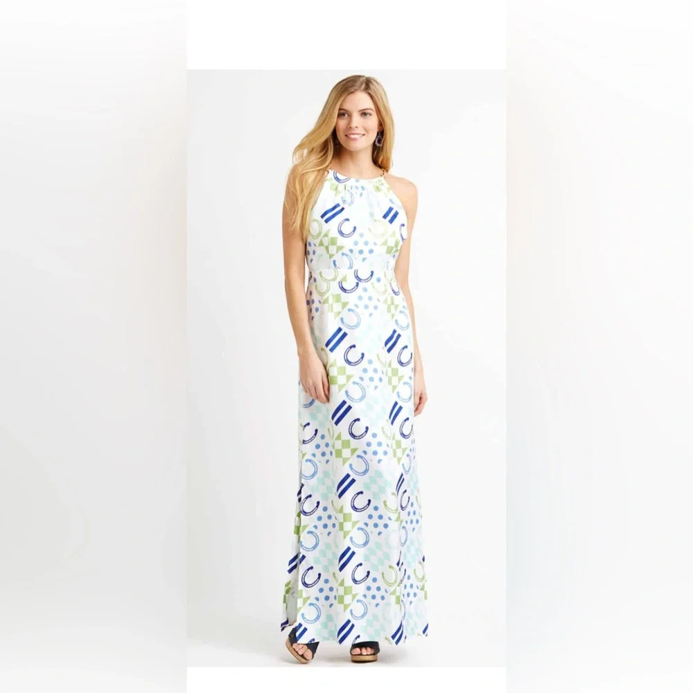 * NEW * 🏇 Vineyard Vines Horseshoe Patchwork Lined Kentucky Derby Dress Size 2 - Picture 13 of 16